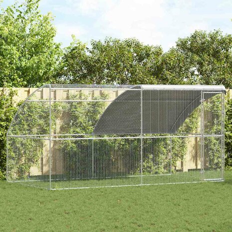 Kippenhok 2 pcs Zilver 400 x 200 x 200 cm Staal en PE 1