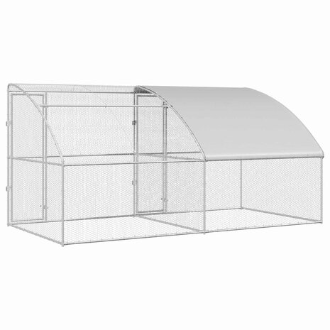 Kippenhok 2 pcs Zilver 400 x 200 x 200 cm Staal en PE 6