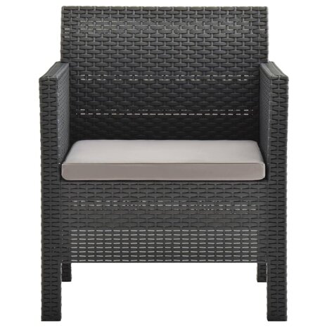 Tuinstoel met kussen antraciet 63x65x76 cm PP rattan 2
