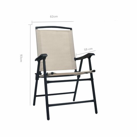Tuinstoelen inklapbaar 2 st textileen cr&egrave;me 9