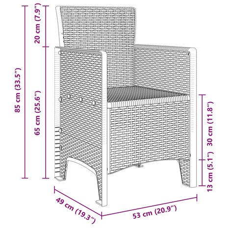 Tuinstoel 2 pcs Antraciet 53 x 49 x 85 cm Polypropyleen 6