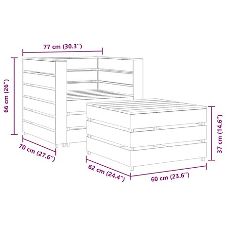 2-delige Loungeset pallet ge&iuml;mpregneerd grenenhout 7