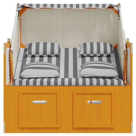 Strandstoel met kussens poly rattan en hout wit en grijs 7