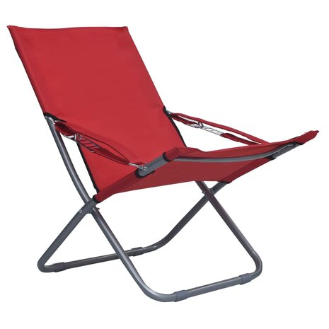 Strandstoelen 2 st inklapbaar stof rood 4