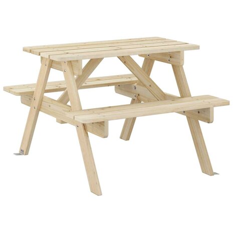 Picknicktafel voor 4 kinderen met parasolgat massief vurenhout 6