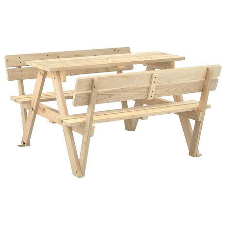 Picknicktafel voor 4 kinderen met parasolgat massief vurenhout 6