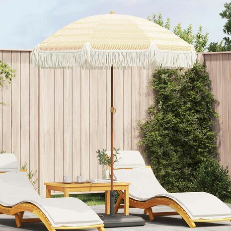 Strandparasol Geel en Wit 160 x 160 x 196 cm Polyester en staal 1