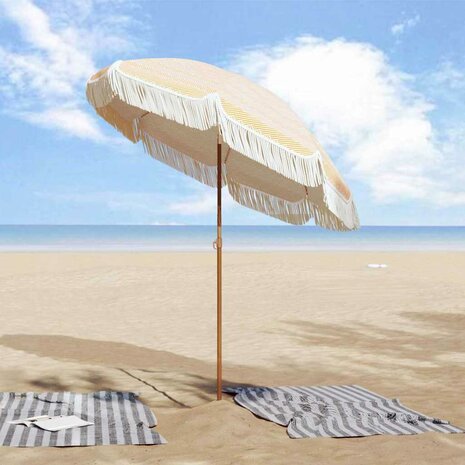 Strandparasol Geel en Wit 160 x 160 x 196 cm Polyester en staal 3