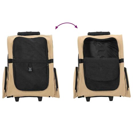 Huisdierentrolley 3-in-1 48x32x(57-106) cm oxford stof zandkleurig 8