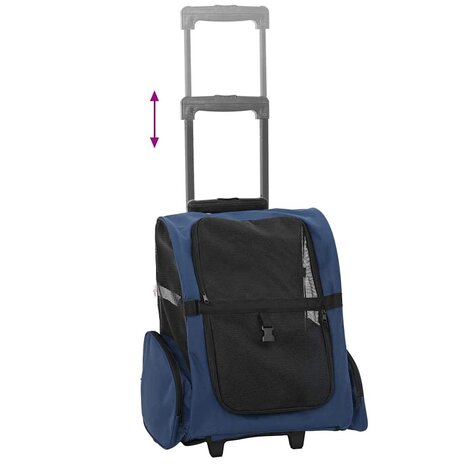 Huisdierentrolley 3-in-1 48x32x(57-106) cm oxford stof blauw 7