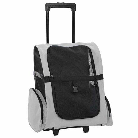 Huisdierentrolley 3-in-1 48x32x(57-106) cm oxford stof grijs 2