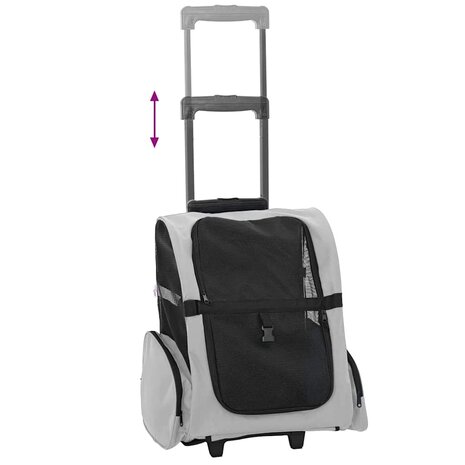 Huisdierentrolley 3-in-1 48x32x(57-106) cm oxford stof grijs 7