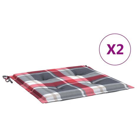 Tuinstoelkussens 2 st 50x50x4 cm oxford stof ruitpatroon rood 2