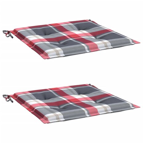 Tuinstoelkussens 2 st 50x50x4 cm oxford stof ruitpatroon rood 3