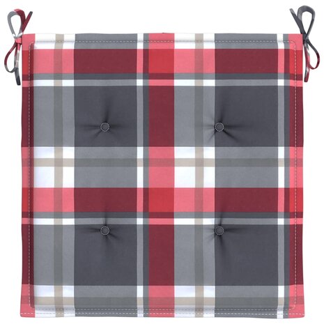 Tuinstoelkussens 2 st 50x50x4 cm oxford stof ruitpatroon rood 5
