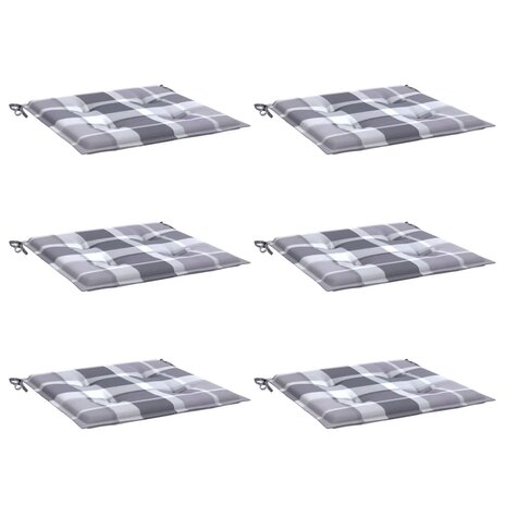Tuinstoelkussens 6 st 50x50x4 cm oxford stof ruitpatroon grijs 3