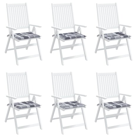Tuinstoelkussens 6 st 50x50x4 cm oxford stof ruitpatroon grijs 4
