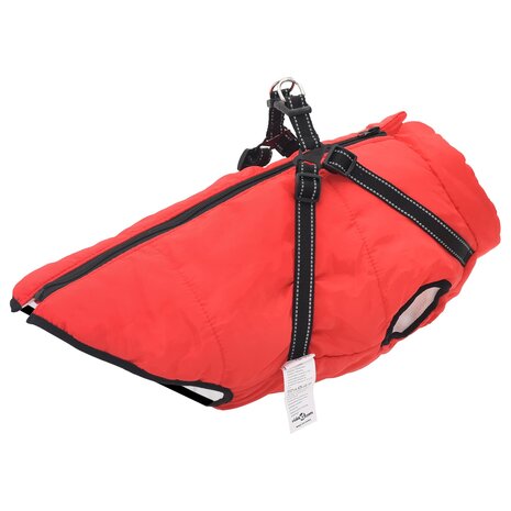 Hondenjas met harnas Rood L48 Fleece en polyester 1