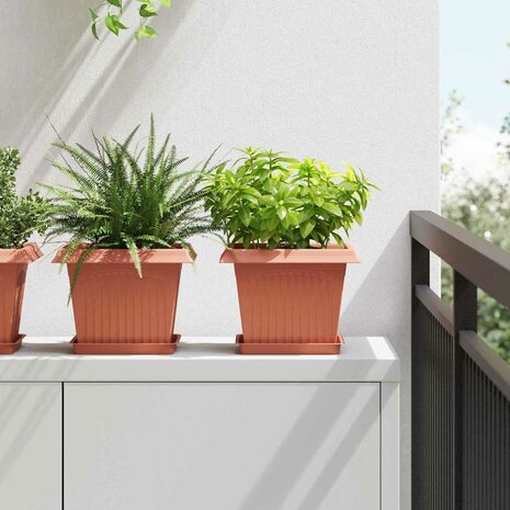 Vierkante Bloempot 6 pcs Baksteenrood 23 x 23 x 17,5 cm 1