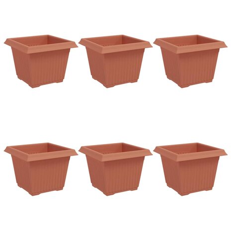 Vierkante Bloempot 6 pcs Baksteenrood 23 x 23 x 17,5 cm 2