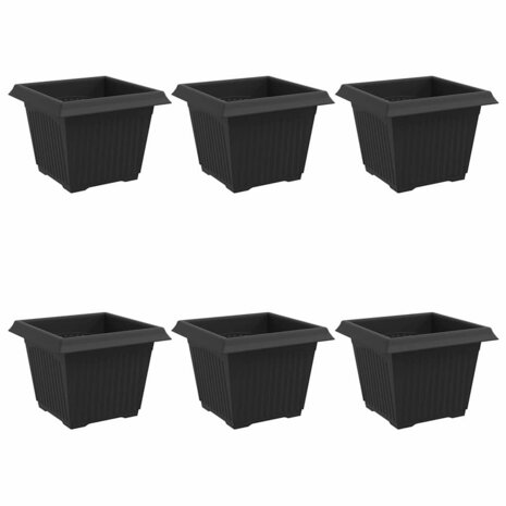 Vierkante Bloempot 6 pcs Zwart 23 x 23 x 17,5 cm Kunststof 2