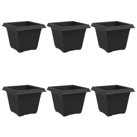Vierkante Bloempot 6 pcs Zwart 28,5 x 28,5 x 22 cm Kunststof 2