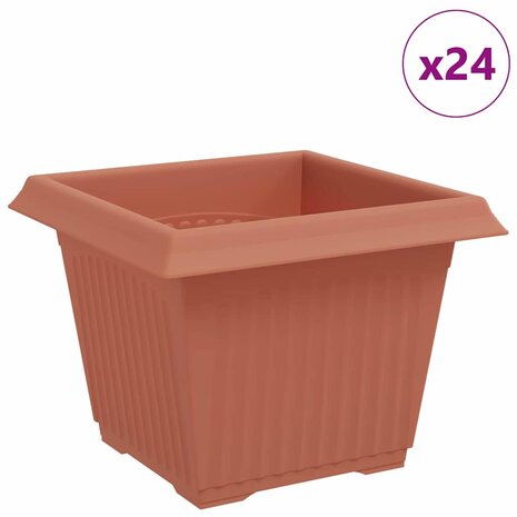 Vierkante Bloempot 24 pcs Baksteenrood 23 x 23 x 17,5 cm 2
