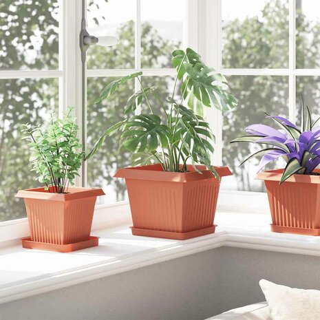 Vierkante Bloempot 24 pcs Baksteenrood 23 x 23 x 17,5 cm 4