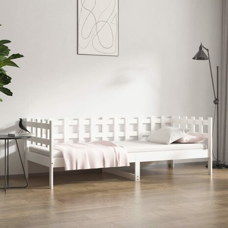 Slaapbank zonder matras 80x200 cm massief grenenhout wit 1