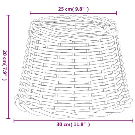 Lampenkap &Oslash;30x20 cm wicker wit 6