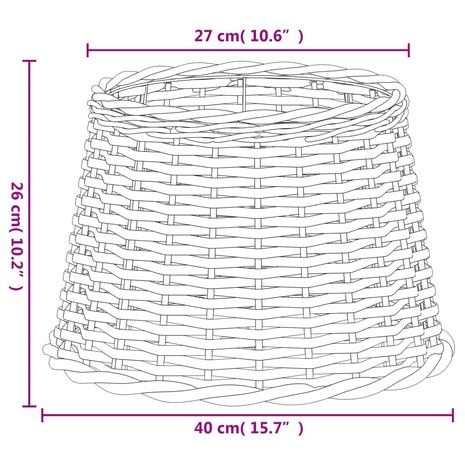 Lampenkap &Oslash;40x26 cm wicker wit 6