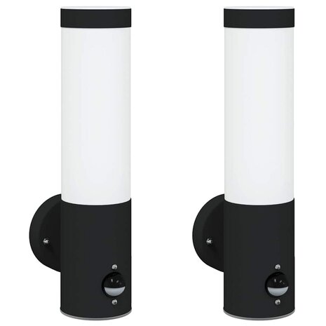 Buiten Wandlamp 2 pcs Zwart 12 x 8,5 x 29 cm 2