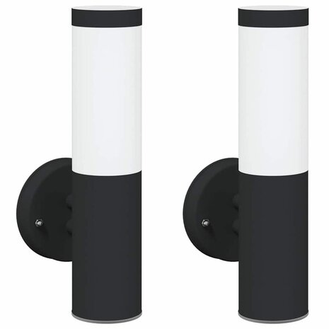 Buiten Wandlamp 2 pcs Zwart 15 x 7,5 x 33 cm 2