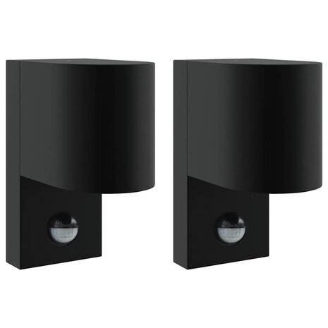 Buiten Wandlamp 2 pcs Zwart 12 x 7 x 15 cm Roestvrij staal 2