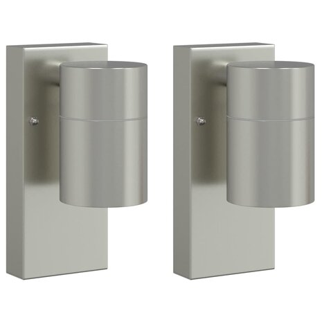 Buiten Wandlamp 2 pcs Zilver 6,5 x 10,5 x 16 cm RVS en Glas 2
