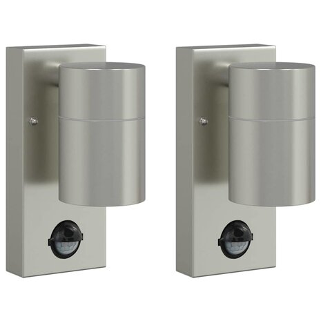 Buiten Wandlamp 2 pcs Zilver 6,5 x 10,5 x 16 cm RVS en Glas 2