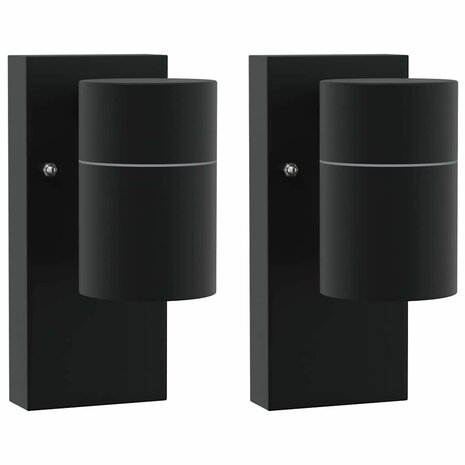 Buiten Wandlamp 2 pcs Zwart 6,5 x 10,5 x 16 cm RVS en Glas 2