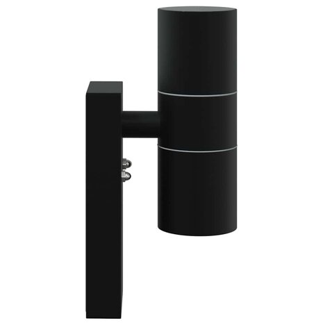 Buiten Wandlamp 2 pcs Zwart 7 x 10 x 22 cm RVS en Glas 6