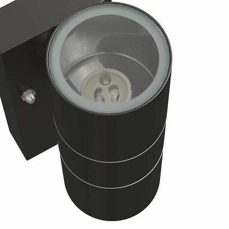 Buiten Wandlamp 2 pcs Zwart 7 x 10 x 22 cm RVS en Glas 8