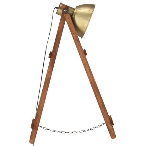 Vloerlamp E27 massief mangohout messingkleurig 4