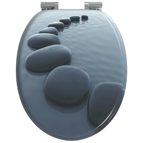 Zachte sluit toiletbril Grijs 44 x 38 cm MDF-plaat 4