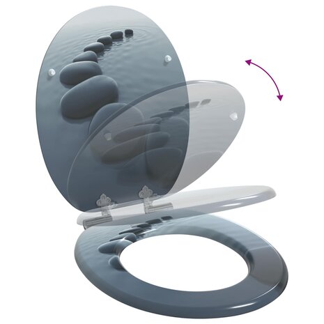 Zachte sluit toiletbril Grijs 44 x 38 cm MDF-plaat 9