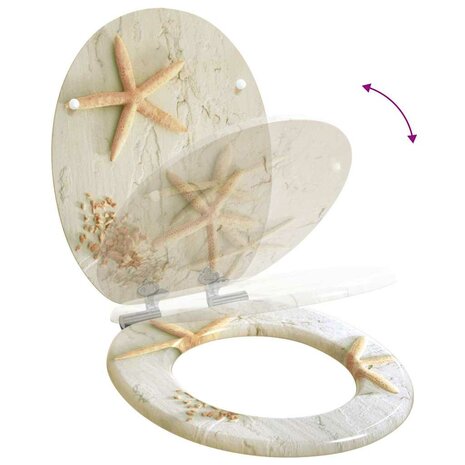 Zachte sluit toiletbril Geel en Wit 44 x 38 cm MDF-plaat 9