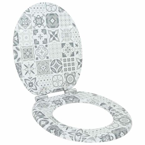 Zachte sluit toiletbril Blauw en Wit Porselein 44 x 38 cm 1