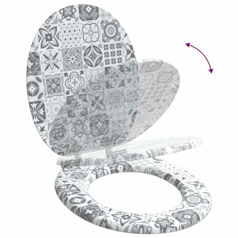 Zachte sluit toiletbril Blauw en Wit Porselein 44 x 38 cm 9