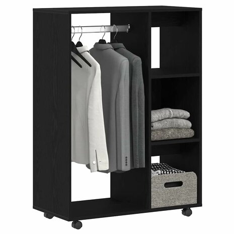 Kledingkast Zwart Eiken 80x40x110 cm Bewerkt Hout 4