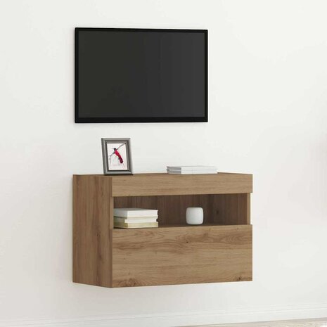 TV Wandkast artisanaal eikenkleurig 60 x 30 x 40 cm 1