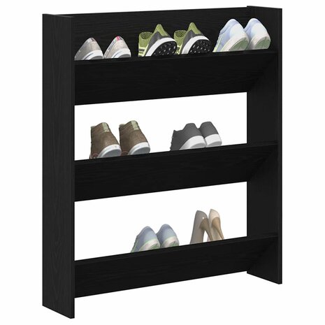 Schoenenkast met plank Zwart Eiken 80 x 18 x 90 cm Bewerkt hout 3