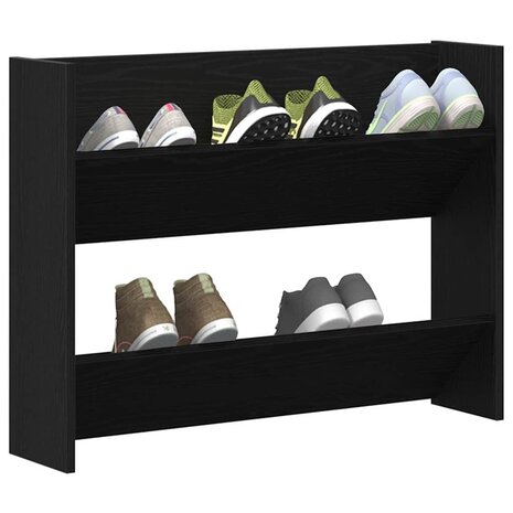 Schoenenkast met plank Zwart Eiken 85 x 18 x 90 cm Bewerkt hout 3