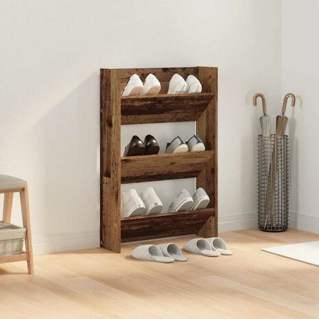 Schoenenkast met plank Oudhout 60 x 18 x 90 cm Bewerkt hout 4
